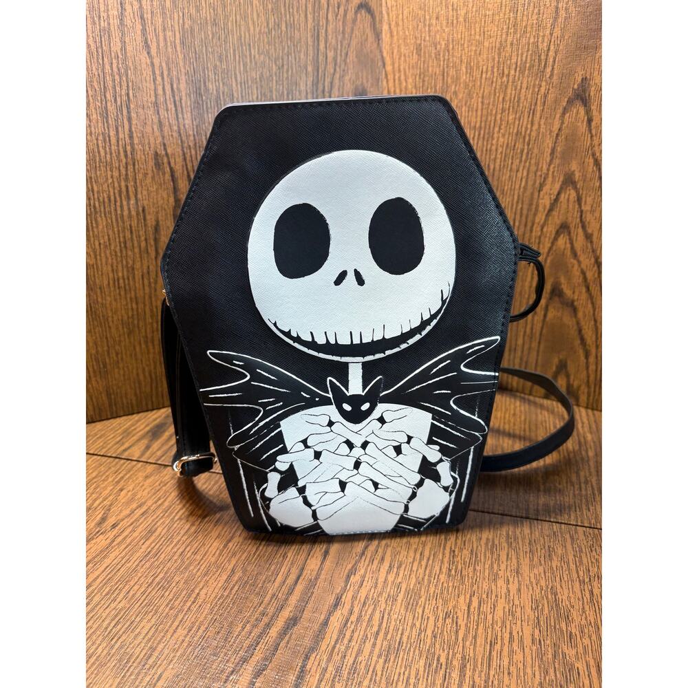 Black Jack Skellington Coffin Shape Crossbody Bag Nightmare Before Christmas - Picture 10 of 10